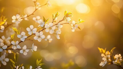 Beautiful Blossoms Against a Soft Golden Background