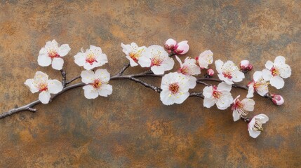 Obraz premium Delicate Blossom Branch on Rustic Background