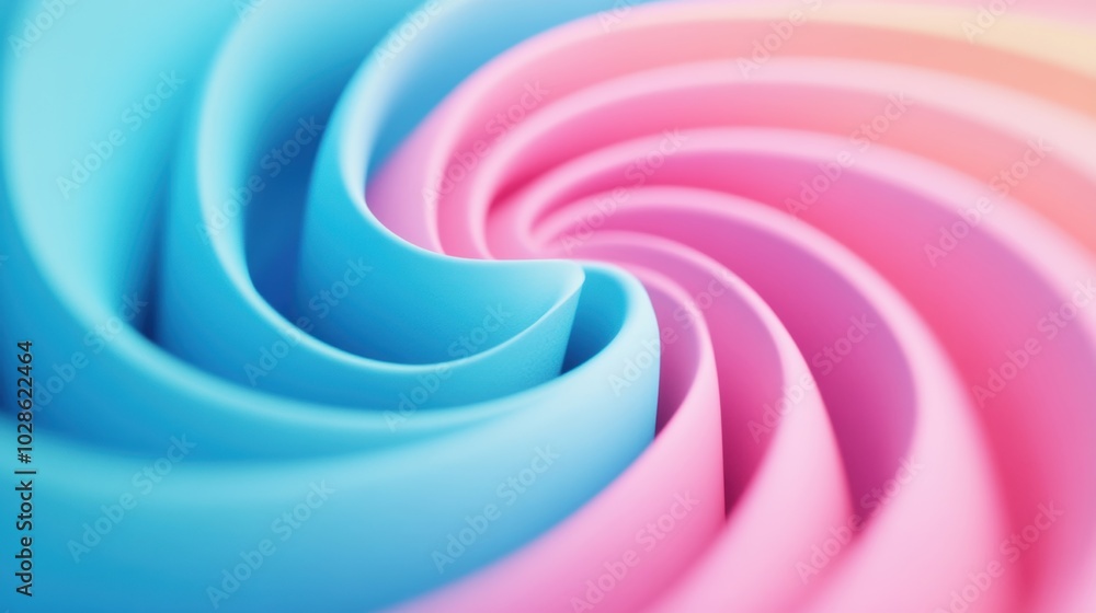 Aufkleber close-up of a vibrant pastel abstract design with swirling patterns in pink, blue, and soft hues, cr