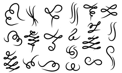 Curl elegant vintage simple design elements. Line flourish swirl vector calligraphy ornament elements. Fancy line flourish text typography accent, filigree modern curve ornament. Vector illustration