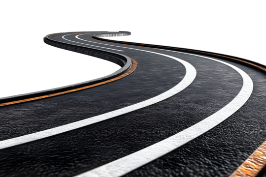 3d winding road curve on transparency background PNG - Powered by Adobe