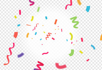 Realistic colorful confetti Transparent background,Shiny confetti isolated.