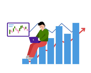 Shares at the stock market. Simple flat vector illustration.