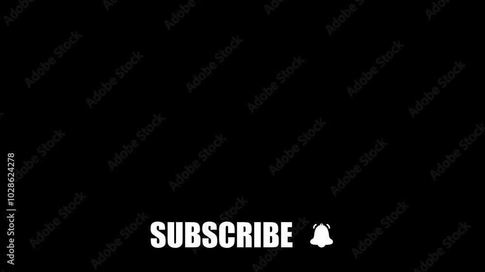Poster youtube subscribe now button animation with notification bell on alpha channel transparent backgroun
