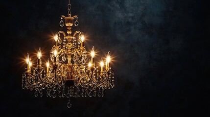 Obraz premium Golden Chandelier with Crystal Drops