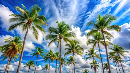 Obraz premium palm trees against blue sky with some clouds