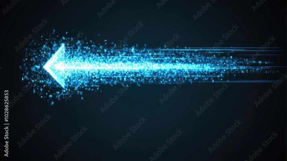 Poster glowing arrow design with particle effects