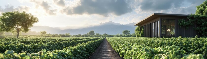 Naklejka premium A sustainable vineyard, practicing organic farming and water conservation
