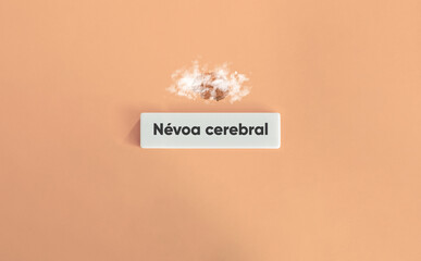 Brain Fog, Mental Health, Human Brain Hidden by Soft Clouds. Text on Block Letter Tiles on Dusty...