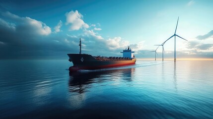 Obraz premium A zero-emission shipping fleet, transporting goods with wind or electric power