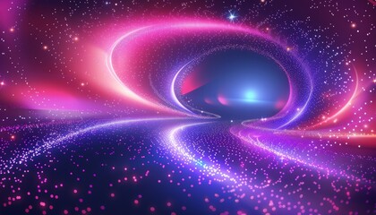 Obraz premium Mesmerizing Neon Swirls with Glitter and Cosmic Elements