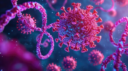 Fototapeta premium Colorful depiction of coronavirus in an abstract style on a dark background