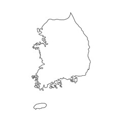 south korea map outline isolated on transparent background.