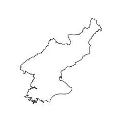 North korea map outline isolated on transparent background.