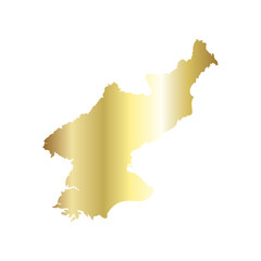 Golden North korea map isolated on transparent background.