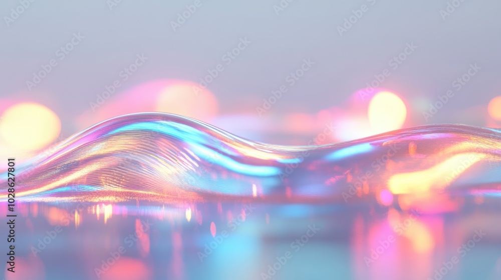 Aufkleber abstract pastel-colored waves with soft, glowing light reflections, creating a serene and dreamy vis