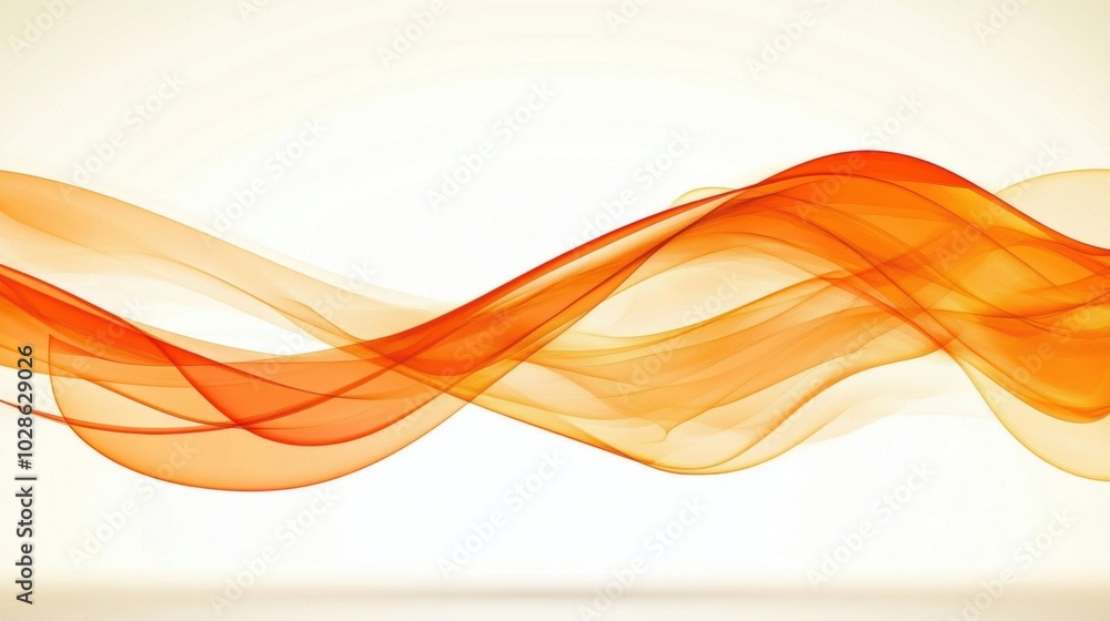 Poster smooth and flowing orange waves create an abstract visual with soft curves on a light, minimalistic 