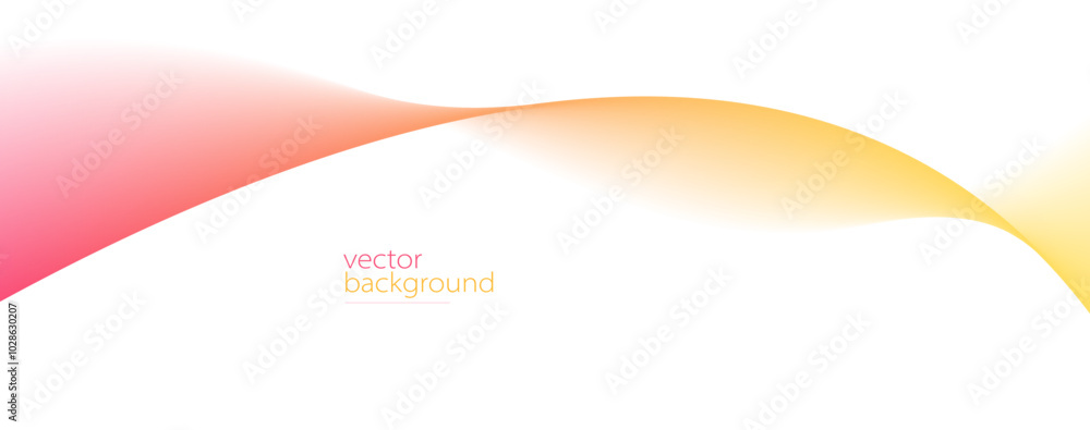 Poster curve shape flow vector abstract background in red and yellow gradient, motion art,