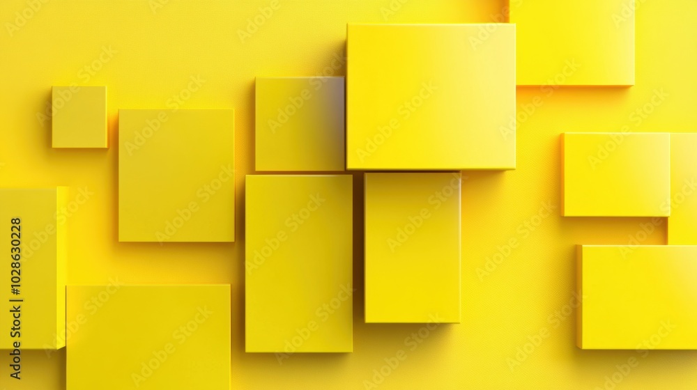 Aufkleber abstract geometric pattern of yellow blocks arranged in various sizes on a matching yellow backgroun