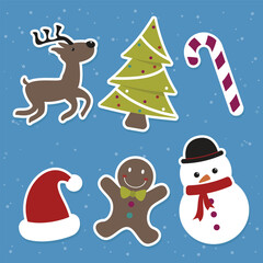 Collection of cute Christmas stickers