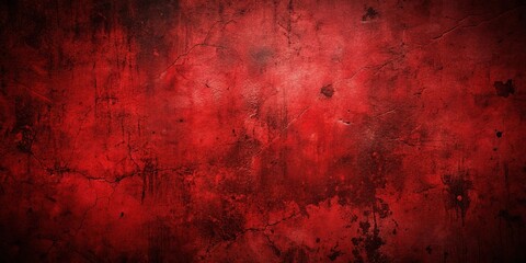 Panoramic dark grunge background with scratches and scary red walls concrete texture