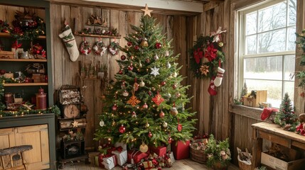 Cozy Holiday Decor in Rustic Cabin Setting