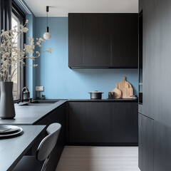 a kitchen built according to simple modern architecture.ai