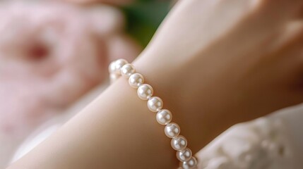 Elegant Pearl Bracelet on Delicate Wrist