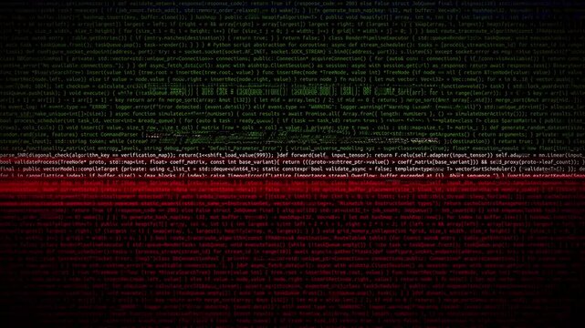 Binary code on flag of Tatarstan. Program source code or Hacker concept on Tatarstan flag. Tatarstan digital technology security, hacking or programming