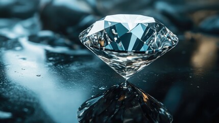 Stunning Diamond on Reflective Surface in Soft Lighting