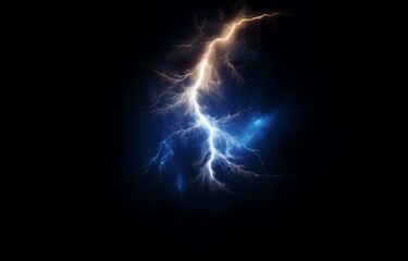 Abstract digital art of a blue and white lightning bolt against a black background.
