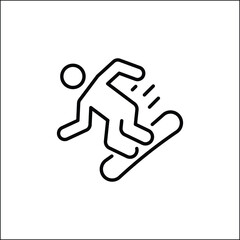 Snowboarding icon. Simple illustration of a person snowboarding down a slope. Ideal for winter sports, outdoor activities, and snow-themed designs. Vector illustration