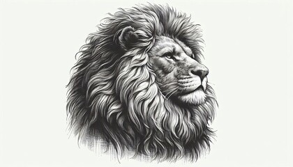 Obraz premium Hand drawn Engraving style drawing of Lion