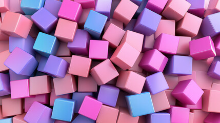 Colorful cubes create vibrant and playful scene, showcasing interlocking shapes