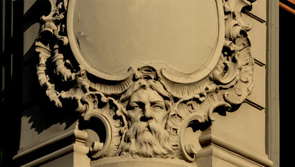 rostro barbudo bajo el escudo