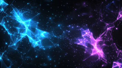 Obraz premium Vibrant abstract digital art in blue and pink shades, showcasing cosmic feel