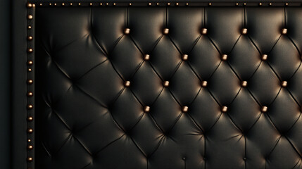 Luxurious dark brown leather texture with tufted design and gold accents