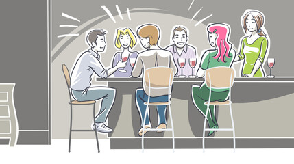 groupe d'amis qui dinent ensemble