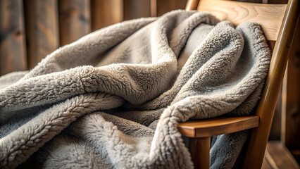 soft gray fleece jacket draped over a chair