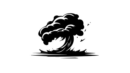 Black and white illustration Tornado. Storm. Typhoon. Twister. Natural phenomenon. Disaster.