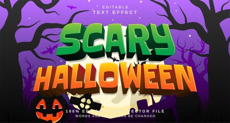 Obraz premium Editable text style effect - Scary Halloween text style theme.