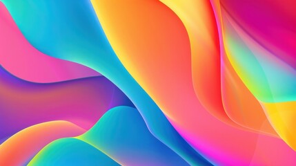 Obraz premium Vibrant abstract colorful waves with gradient curves in rainbow palette