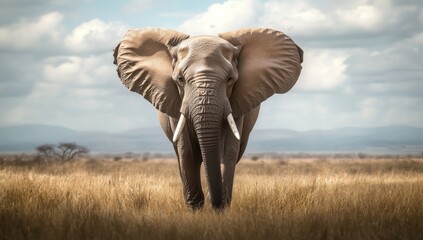 Fototapeta premium African Elephant in Grassland