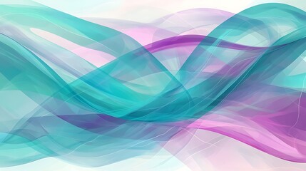Abstract background with flowing turquoise, purple, and pink waves.