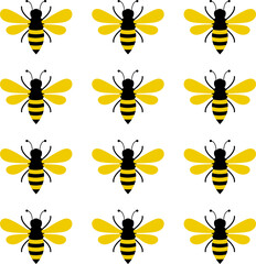 Honey bee icon. Insect character. Flying bee vector icon illustration isolated on white background.
