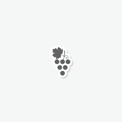 Grapes with leaf logo sticker isolated on gray background