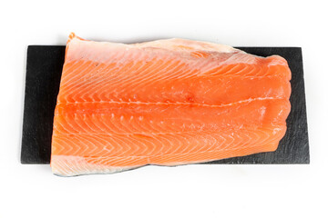 fresh salmon fillet isolated on white background 