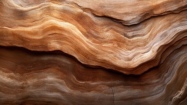 A mesmerizing close-up of a layered rock formation with wavy textures, capturing the beauty of natural geologic patterns, evoking a sense of timelessness and artistry.
