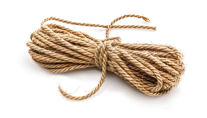 Obraz premium Hemp rope isolated on white. Organic material