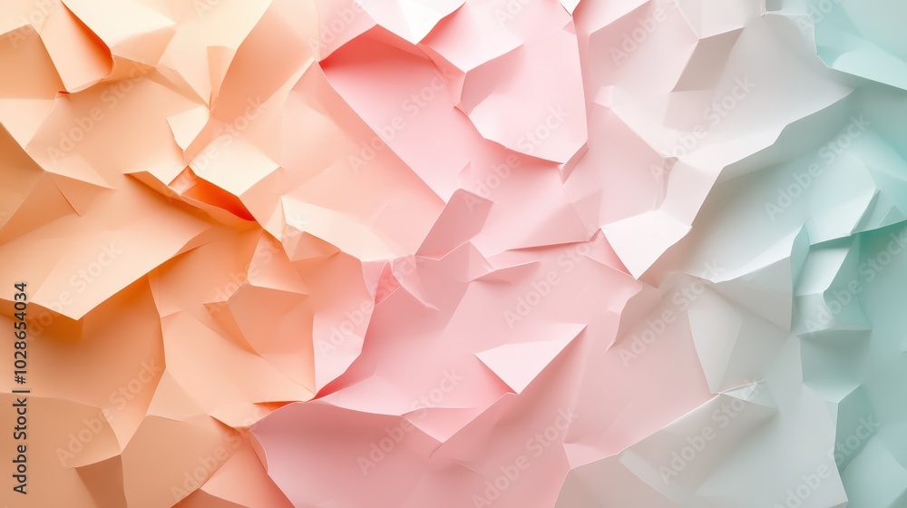 Poster an eye-catching and dynamic display of colorful paper, creatively folded into geometrical patterns, 